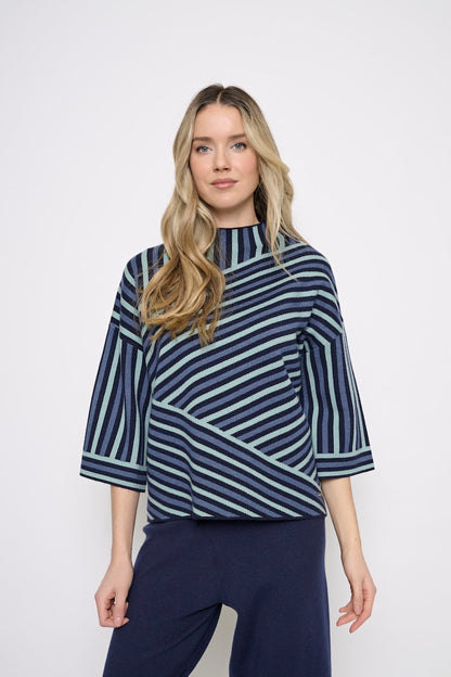 Vintage Stripe Blue Sweater