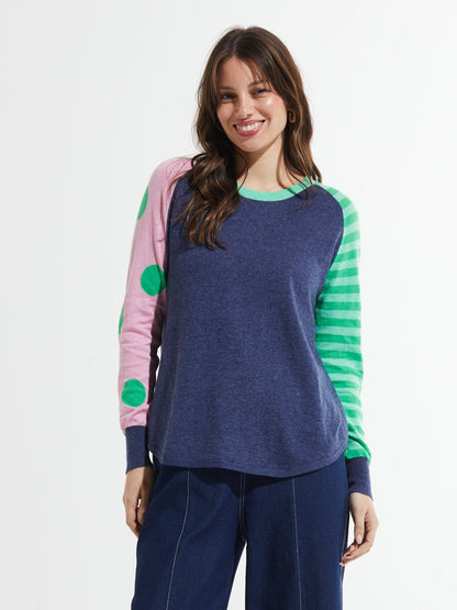 Zaket&amp; Plover | Spots and Stripes Sweater - Denim