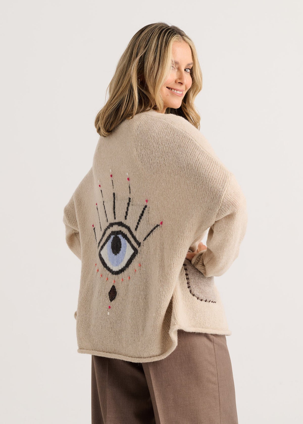 Taupe Eye Spy Cardigan