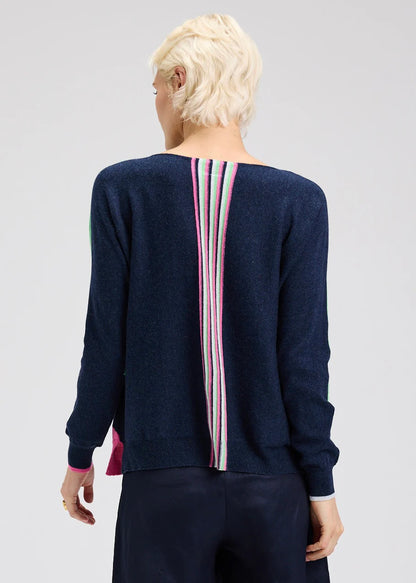 Womens navy sweater with circles