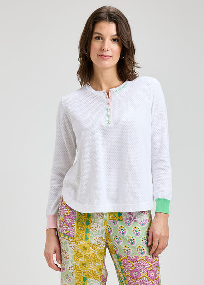Woman Zaket &amp; Plover Shirt Tails white long-sleeve top and colorful 