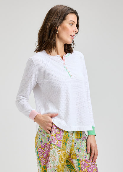 Woman Zaket &amp; Plover Shirt Tails white long-sleeve top and colorful 
