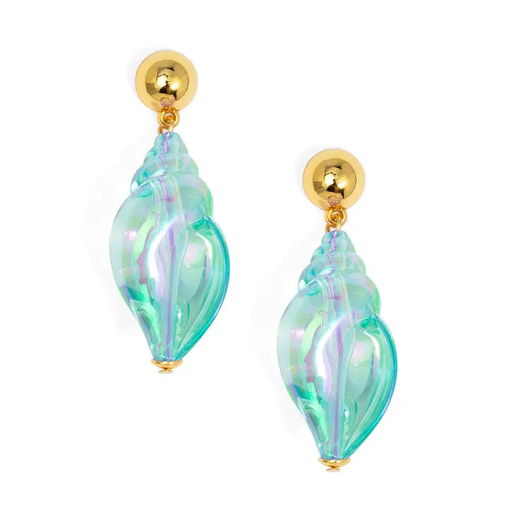 Zenzii  Iridescent Seashell Earring turquoise shell-shaped earrings with gold posts