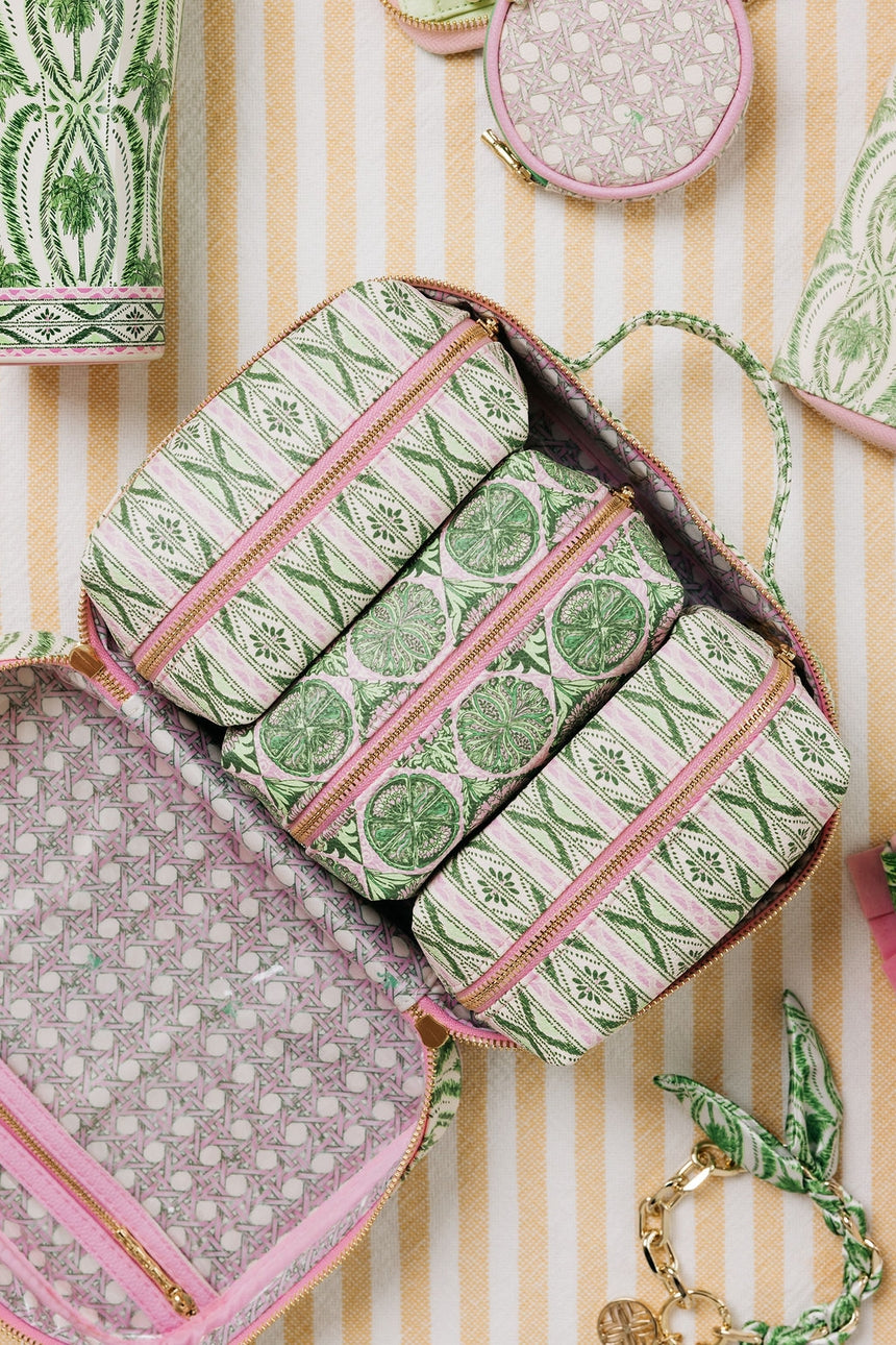 Toiletry Case, Textured Palm Stripe