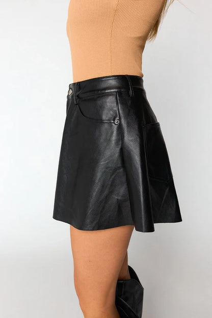 Emerson Vegan Leather Shorts - Black