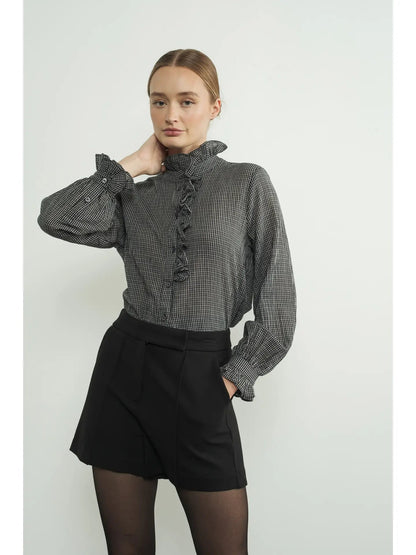 Aaron &amp; Amber | Aaron &amp; Amber | Checked Ruffle Button Down | Cloister Collection | CONTEMPORARYSP