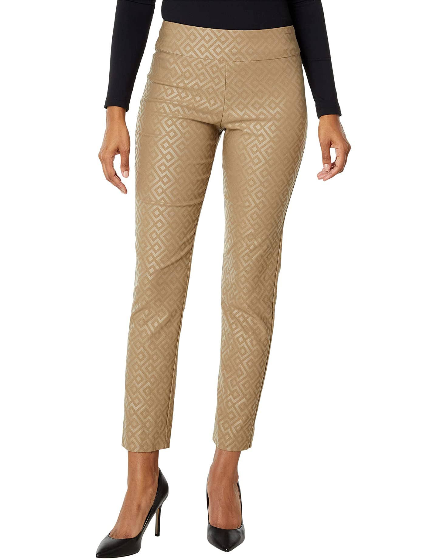 Krazy Larry P507 Pull on Pant - Taupe Geometric
