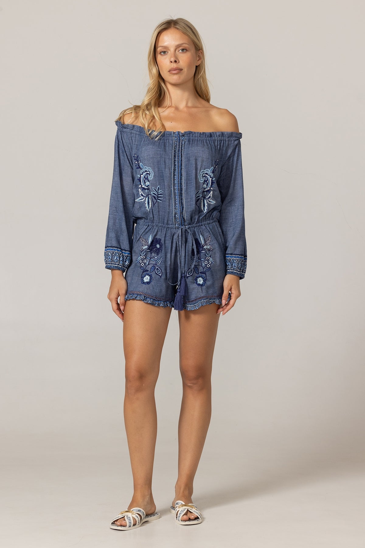 Miss June | Alba Playsuit - Blue