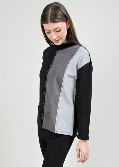 Trisha Tyler | Suede Top Color Block Sweater