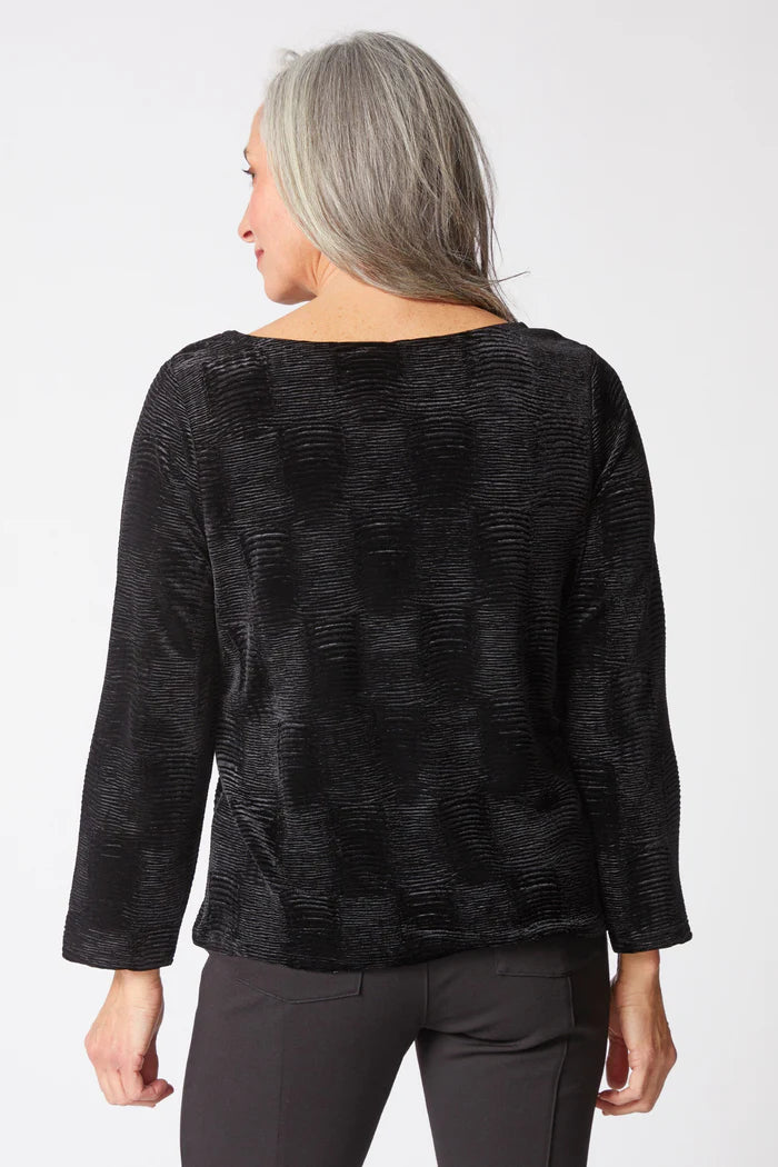 Crinkle Velvet Boatneck Top