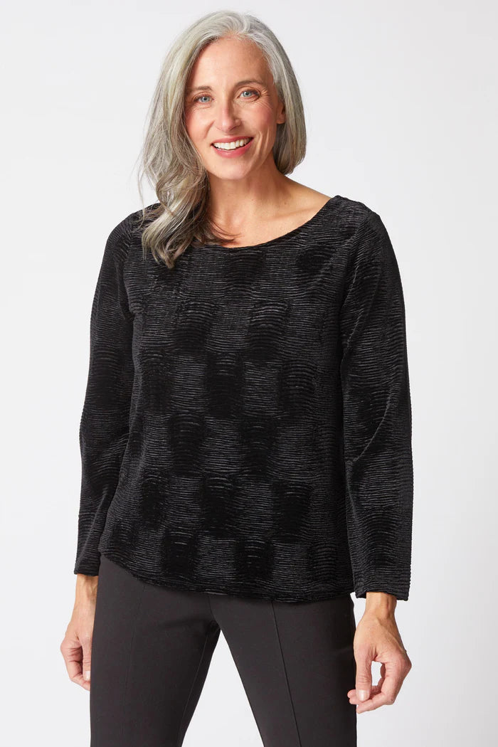 Crinkle Velvet Boatneck Top