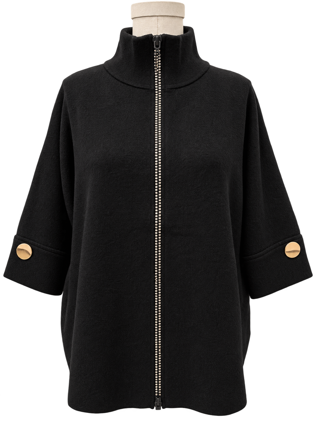 black  Crystal Trim Zip-Up Jacket 