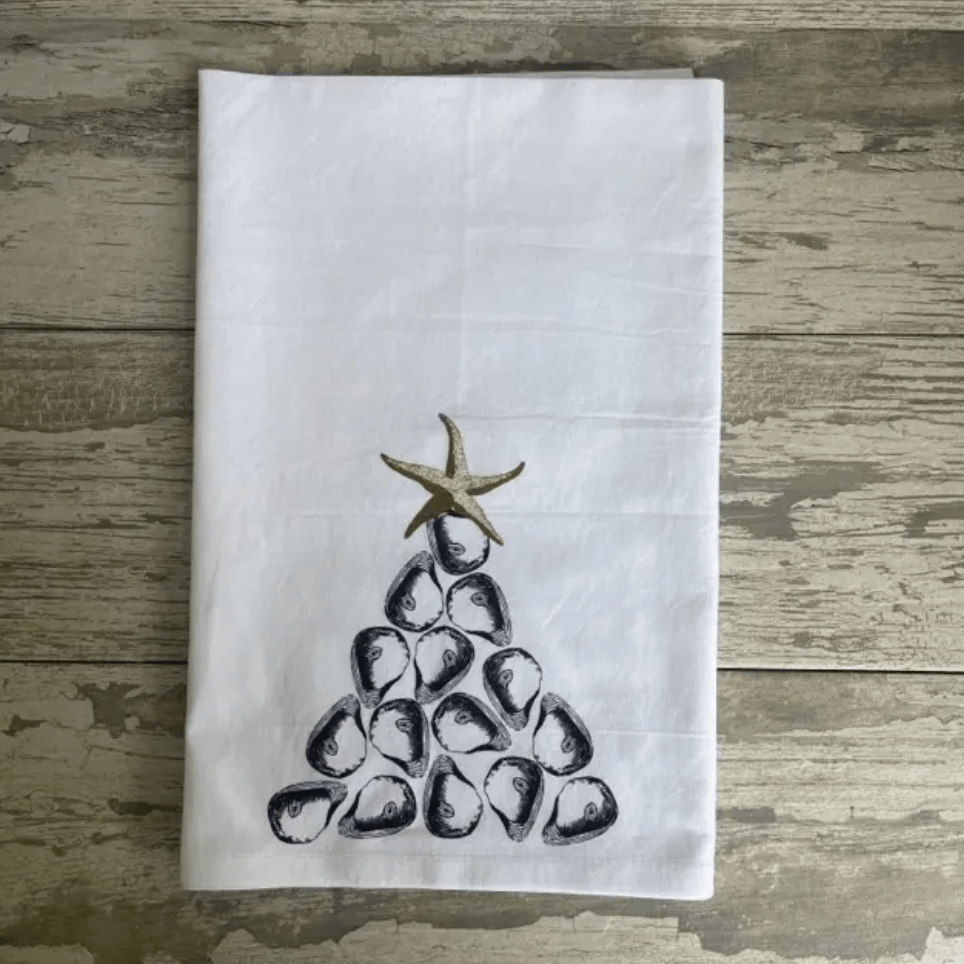 Blue Poppy | Blue Poppy | Oyster Watercolor Christmas towel | Cloister Collection | GIFTS