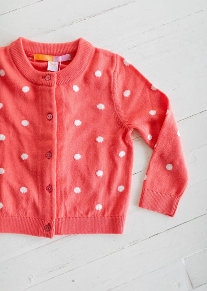 Briton Court | Girls Evelyn Cardigan- Pink Polka Dot