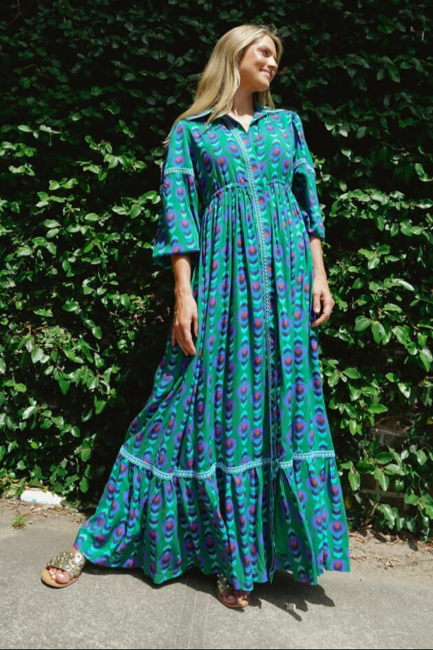 Briton Court | Alexi Maxi Dress- Winter Cobalt Green