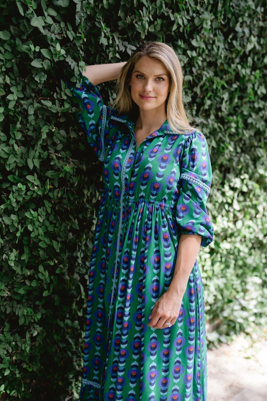 Briton Court | Alexi Maxi Dress- Winter Cobalt Green