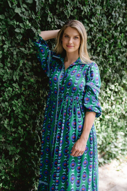 Briton Court | Alexi Maxi Dress- Winter Cobalt Green