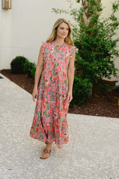 Briton Court | Clara Maxi Dress- Coral Reef