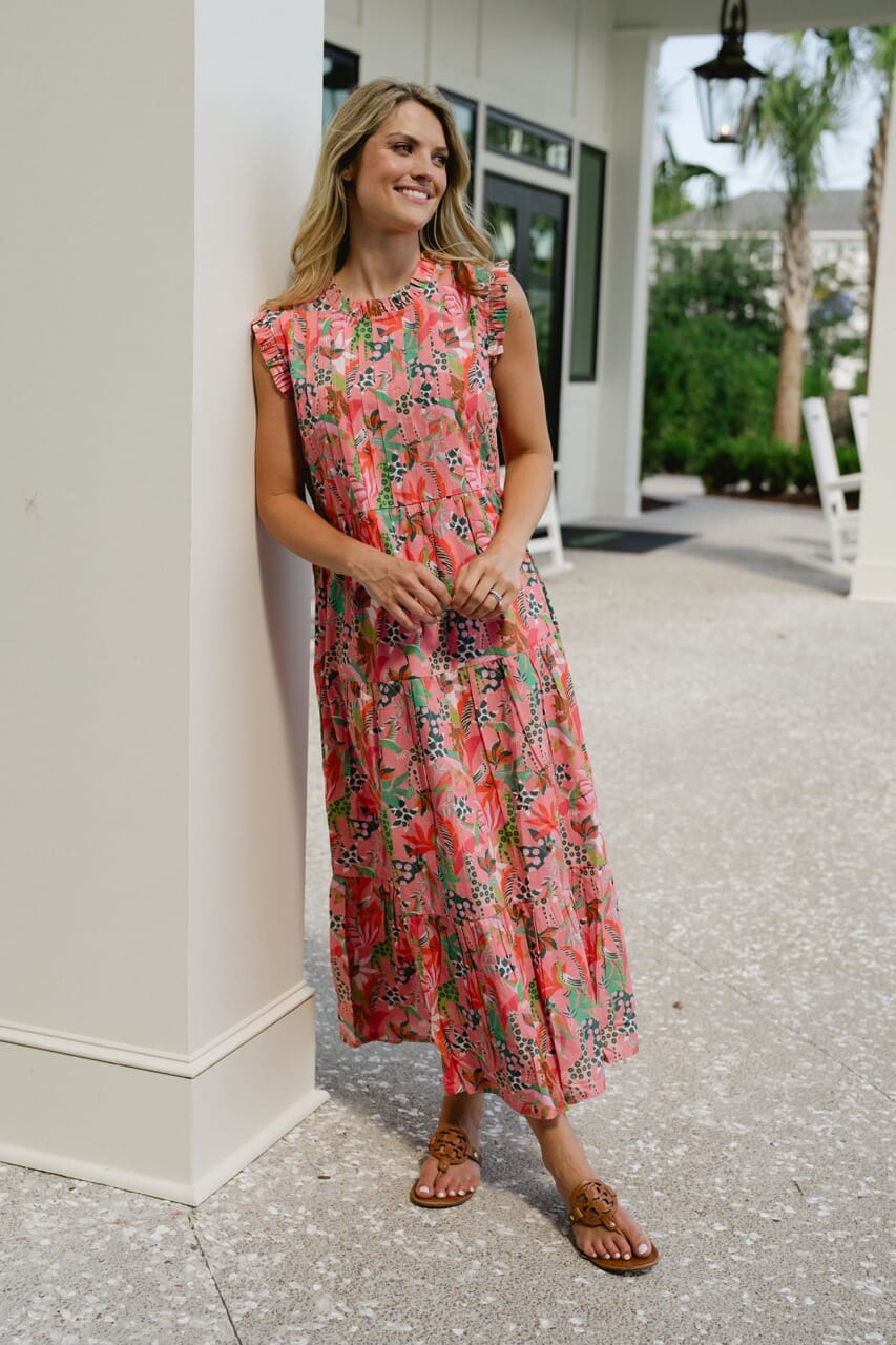 Briton Court | Clara Maxi Dress- Coral Reef