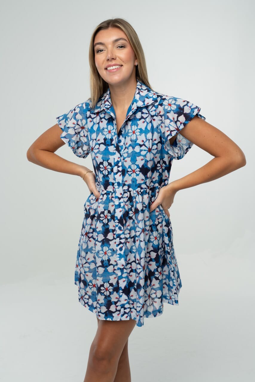 Frenchi Mini Gameday Dress- Red &amp; Blue