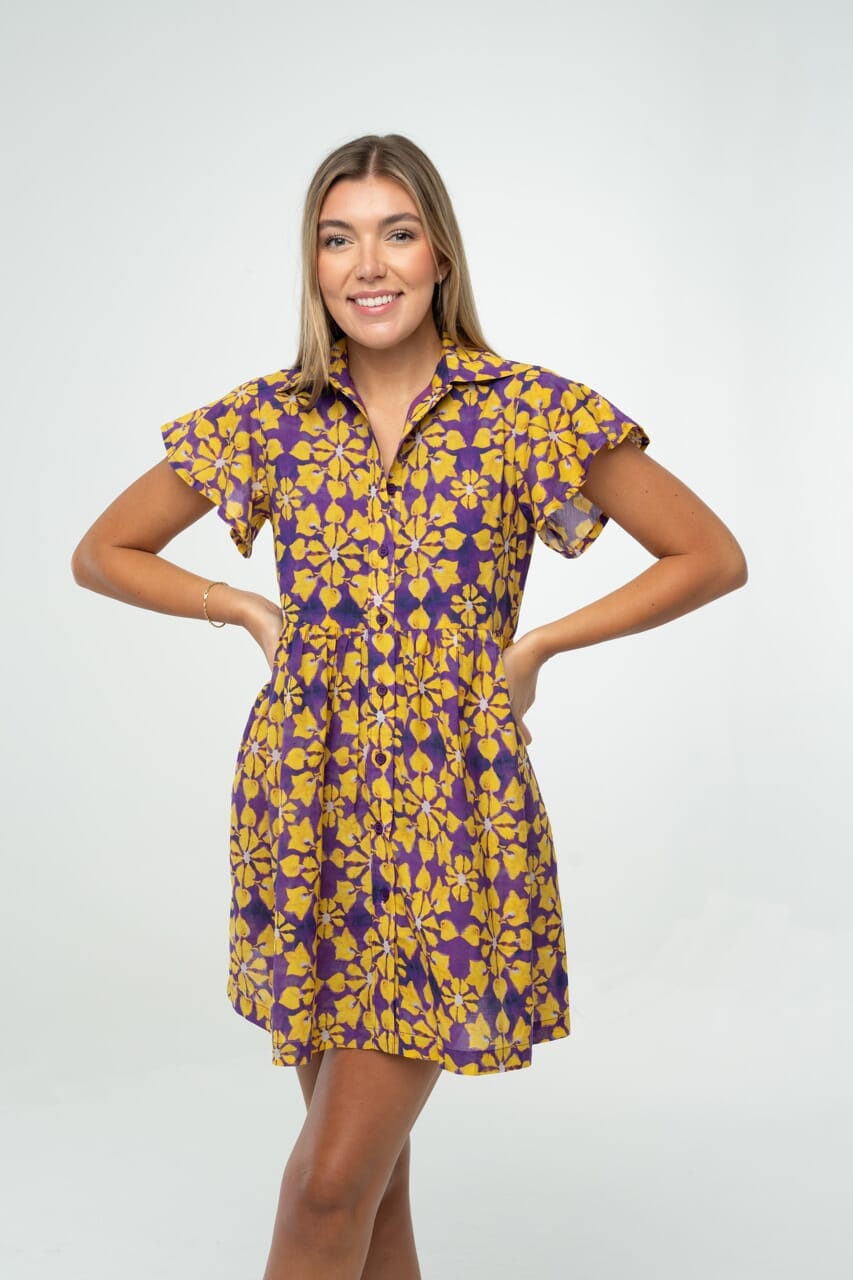 Frenchi Mini Gameday Dress- Purple &amp; Gold