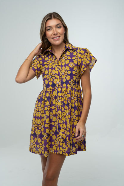Frenchi Mini Gameday Dress- Purple &amp; Gold