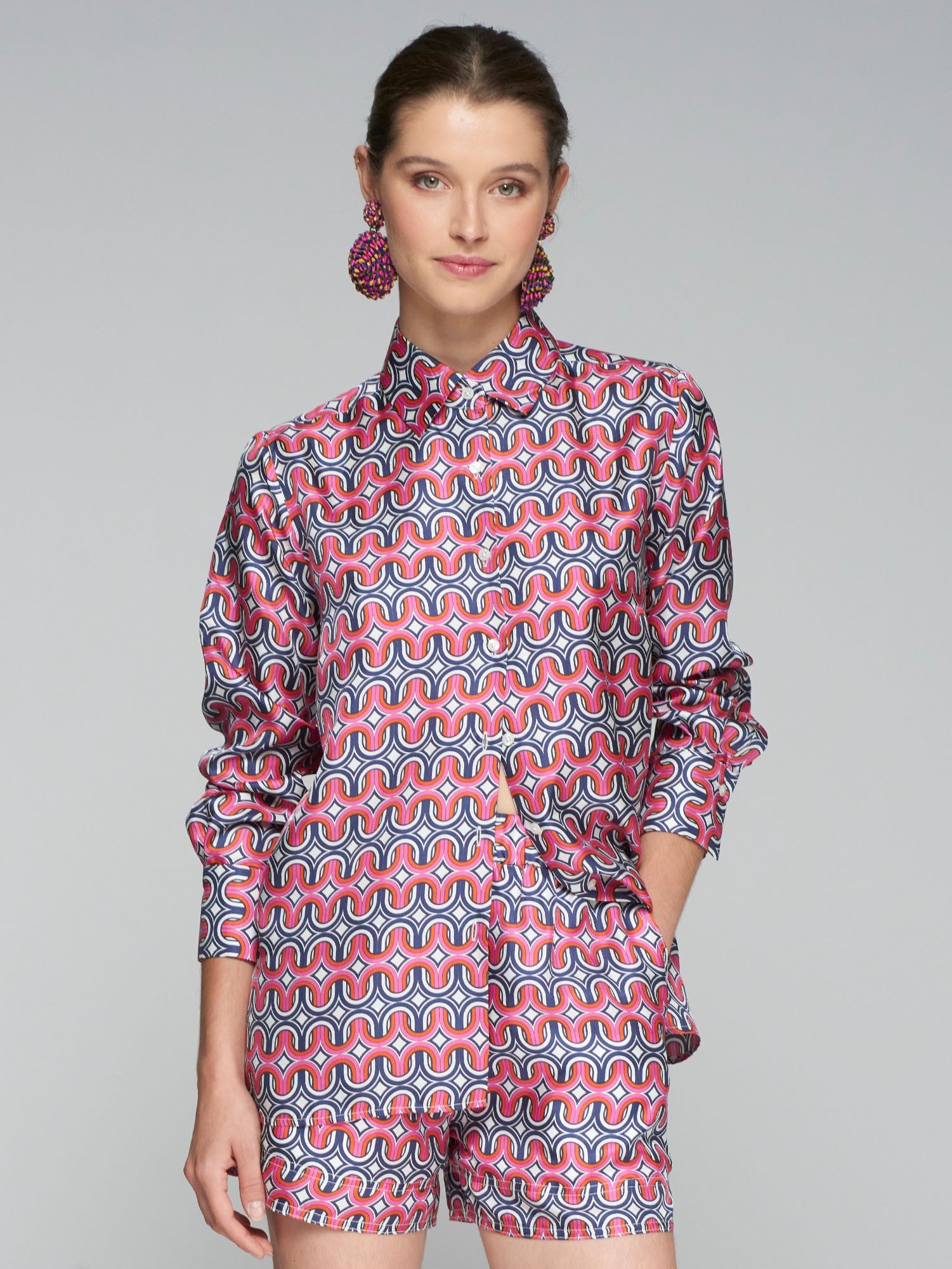 Vilagallo | Silk Geometric Top