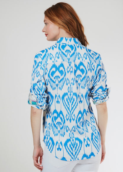Dizzy Lizzie | Cannes Popover Blue White Ikat | Cloister Collection | SHIRT