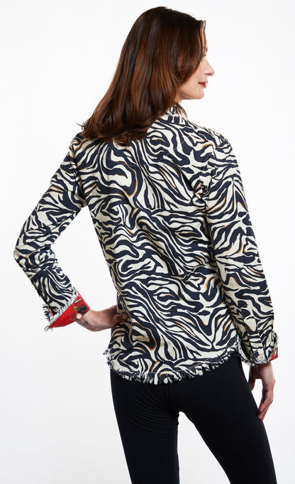 Dizzy Lizzie | Cape Cod Black And White Zebra Print | Cloister Collection | TOPS