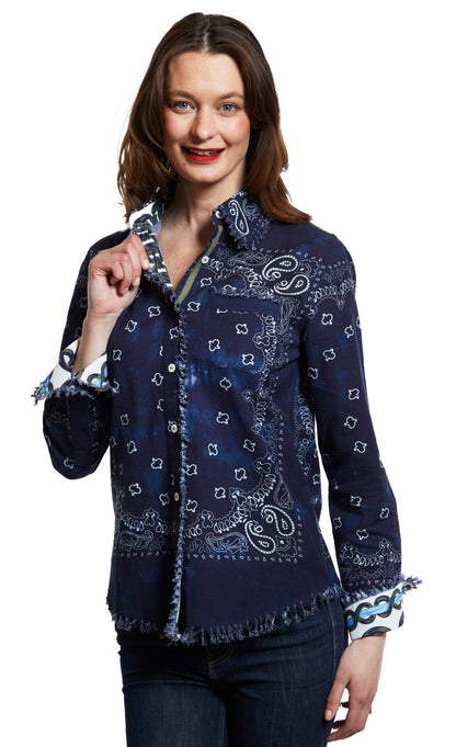 Dizzy Lizzie | Cape Cod Indigo Bandana Print | Cloister Collection | TOPS