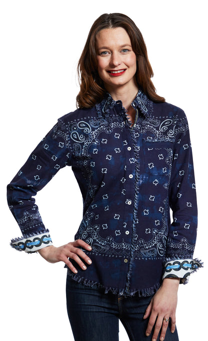 Dizzy Lizzie | Cape Cod Indigo Bandana Print | Cloister Collection | TOPS