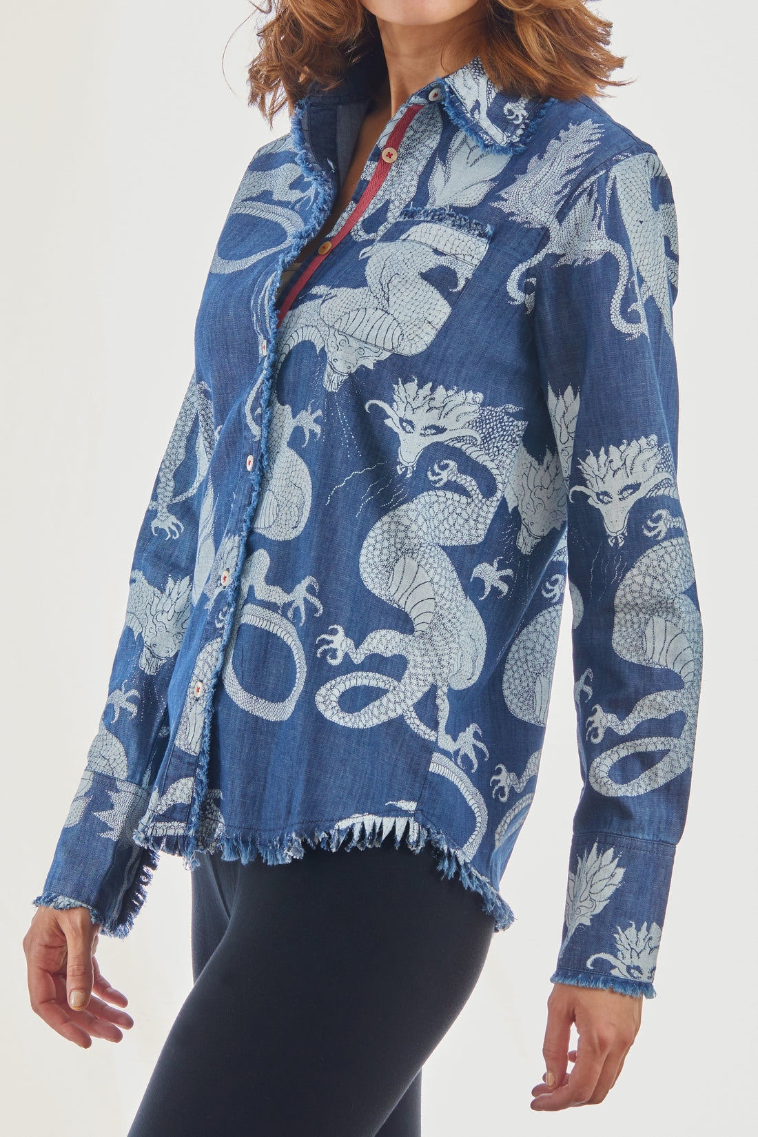 Dizzy Lizzie | Cape Cod Shirt Denim with our Gorgeous Print | Cloister Collection | SHIRT