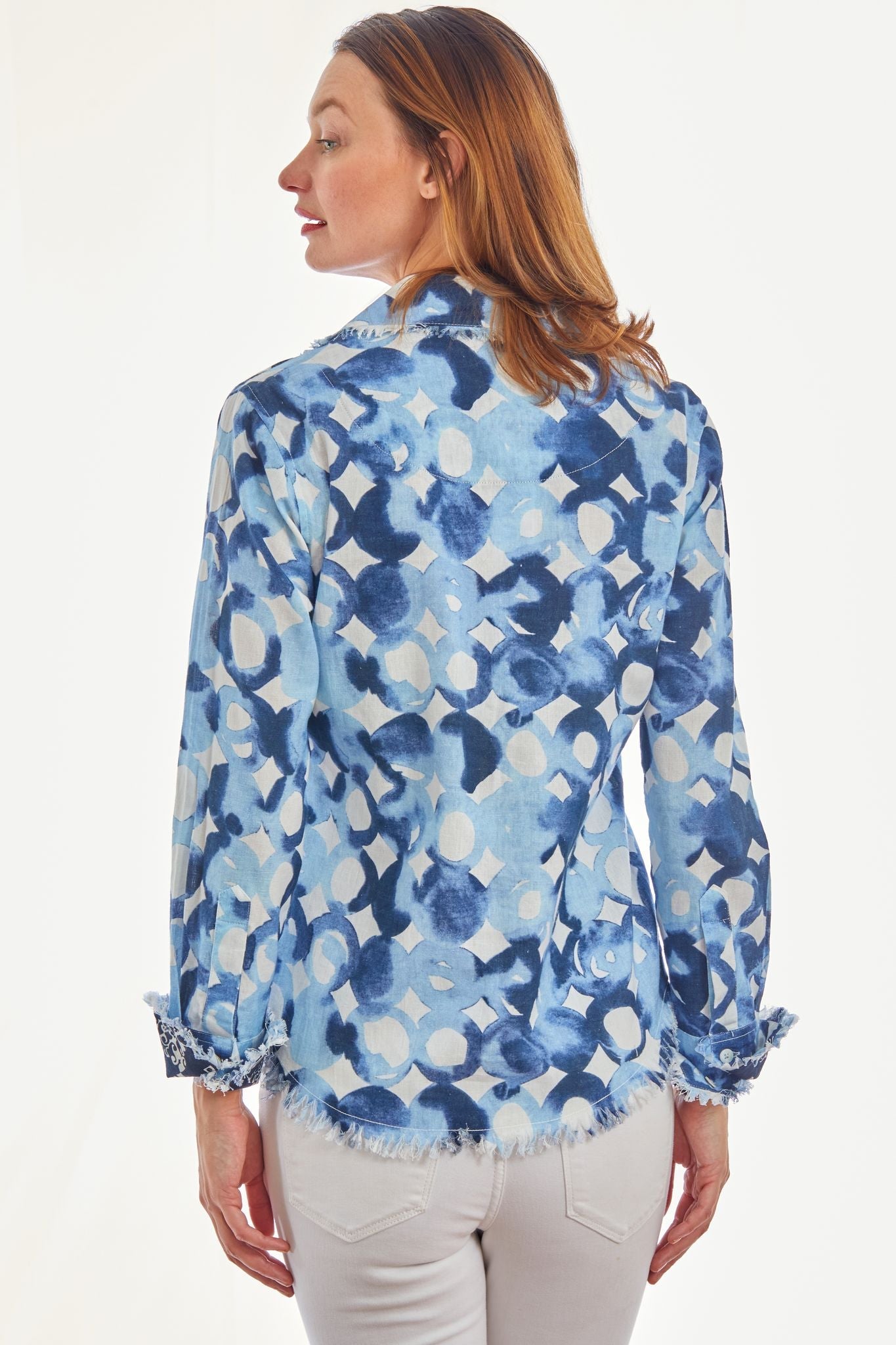 Dizzy Lizzie | Cape Cod Tunic Blues Watercolor Print | Cloister Collection | TUNIC