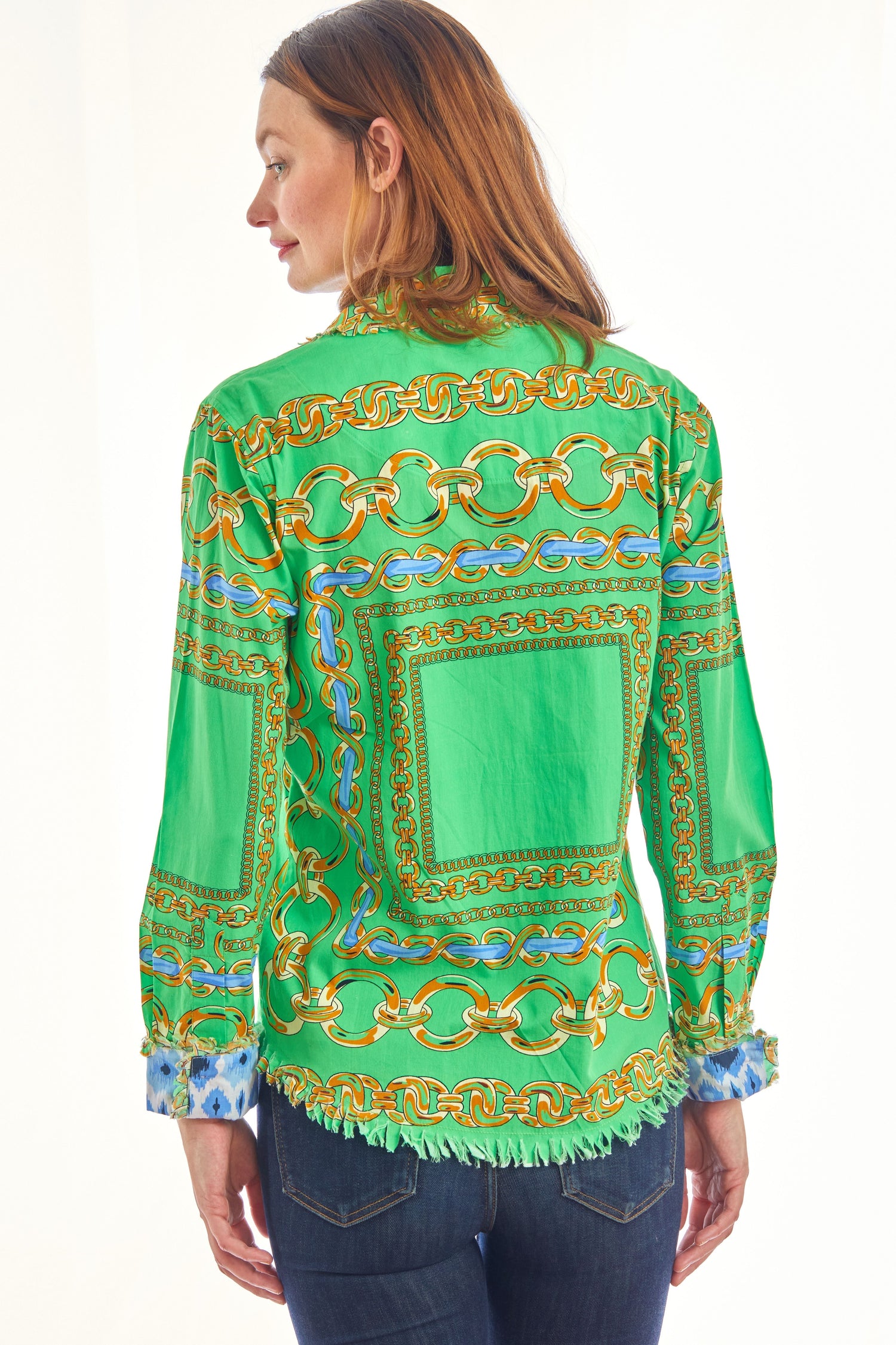 Dizzy Lizzie | Cape Cod Tunic Green Blue Links | Cloister Collection | SHIRT