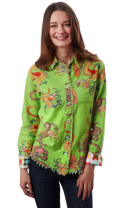 Dizzy - Lizzie | Cape Cod Tunic Green Dragon Print | Cloister Collection | TUNIC