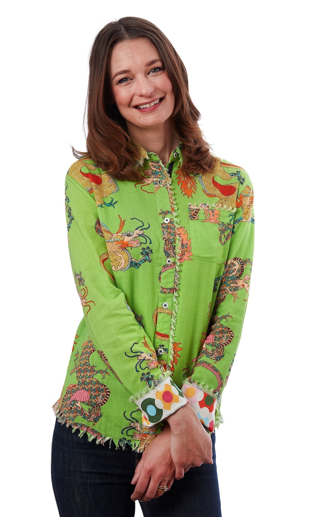 Dizzy - Lizzie | Cape Cod Tunic Green Dragon Print | Cloister Collection | TUNIC