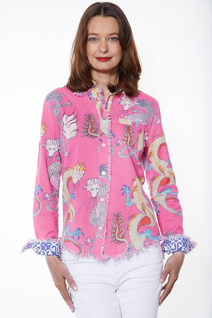 Dizzy - Lizzie | Cape Cod Tunic in Pink with Dragons | Cloister Collection | TUNIC