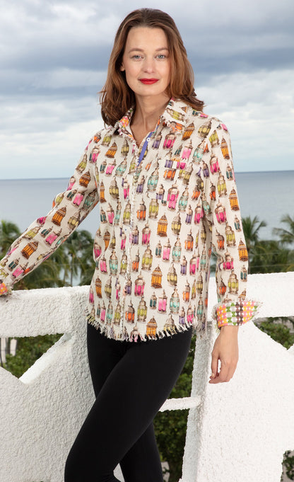 Dizzy Lizzie | Cape Cod Tunic Moroccan Lantern Print Linen Cotton | Cloister Collection | TOPS