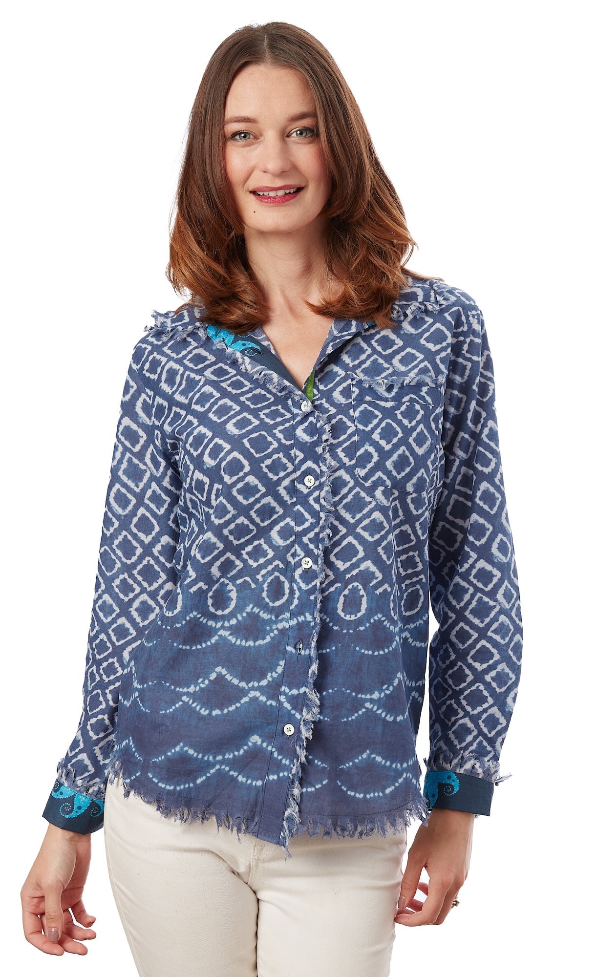 Dizzy - Lizzie | Cape Cod Tunic Navy White Ikat Print | Cloister Collection | TUNIC