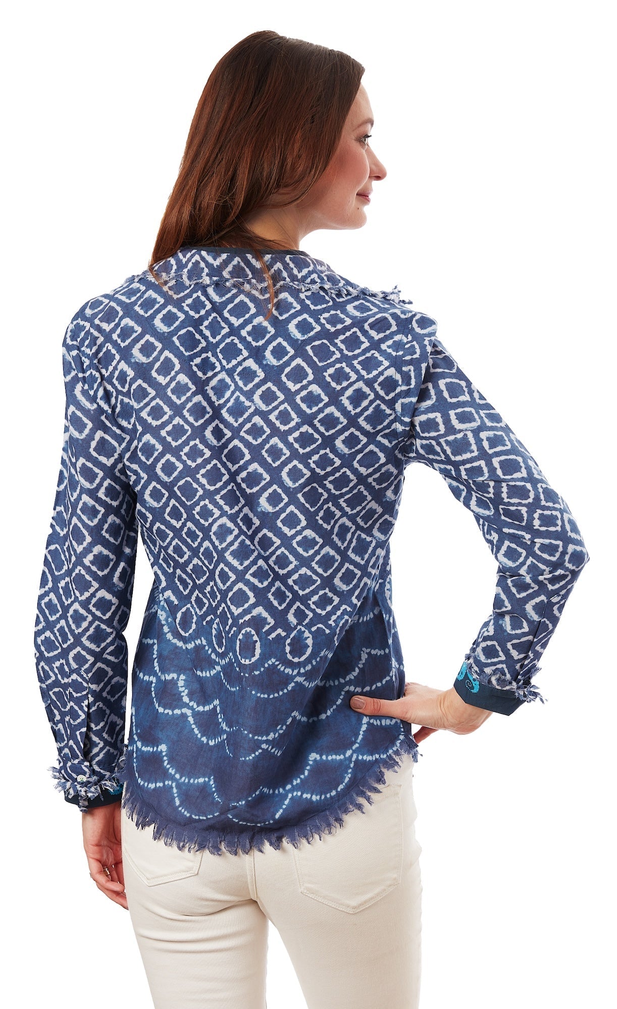 Dizzy - Lizzie | Cape Cod Tunic Navy White Ikat Print | Cloister Collection | TUNIC