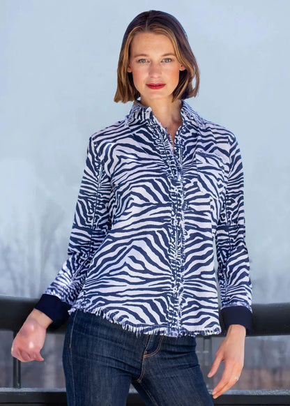 Dizzy Lizzie | Cape Cod Tunic Navy Zebra Stripe | Cloister Collection | TUNIC