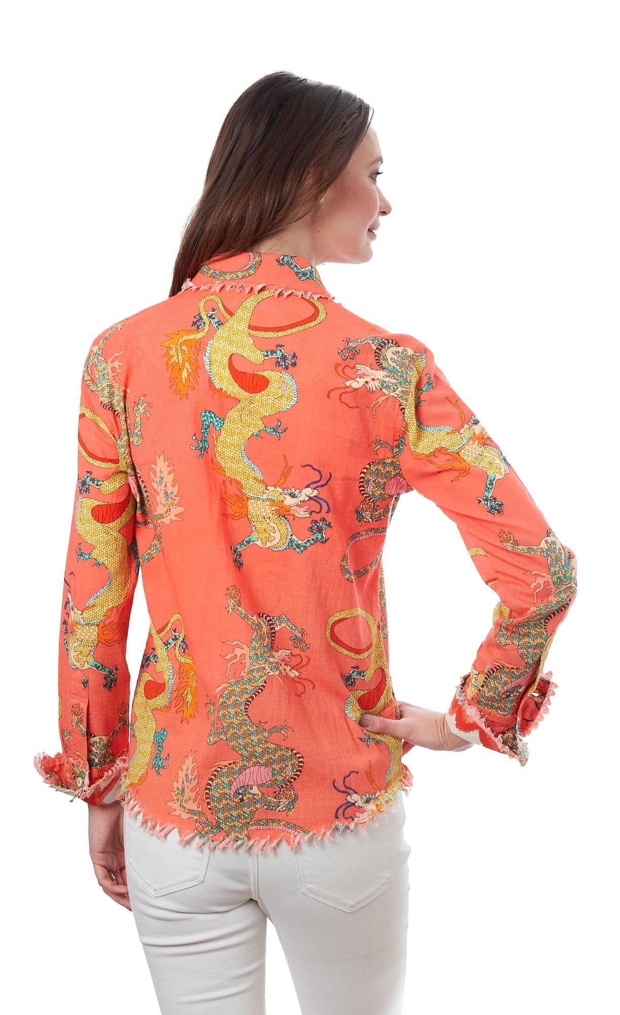 Dizzy - Lizzie | Cape Cod Tunic Orange Dragon Print | Cloister Collection | TUNIC