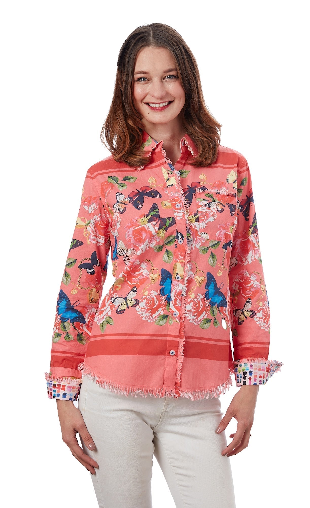 Dizzy - Lizzie | Cape Cod Tunic Pink Org Butterfly Print | Cloister Collection | Tunic