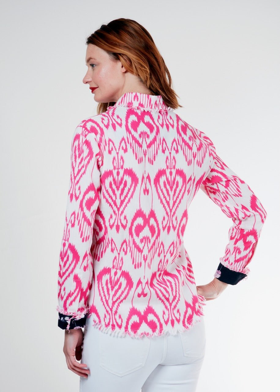 Dizzy Lizzie | Cape Cod Tunic Pink White Ikat | Cloister Collection | TUNIC