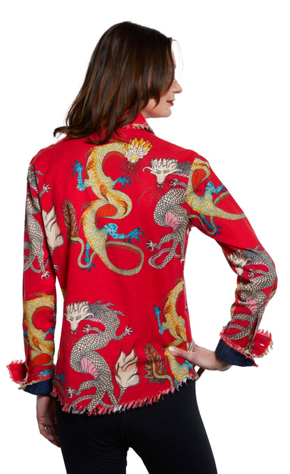 Dizzy - Lizzie | Cape Cod Tunic Red Ground Dragon Print | Cloister Collection | TOPS