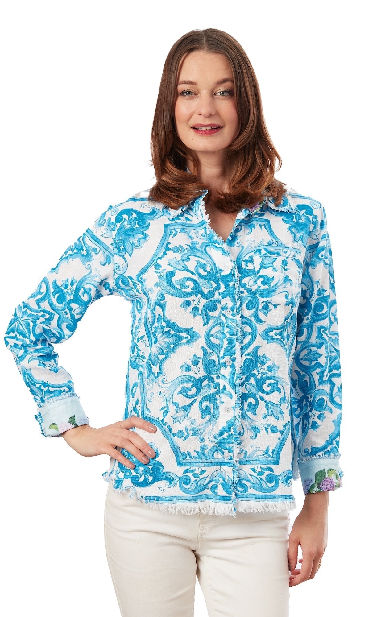 Dizzy - Lizzie | Cape Cod Tunic Turquoise Tile Print | Cloister Collection | Tunic