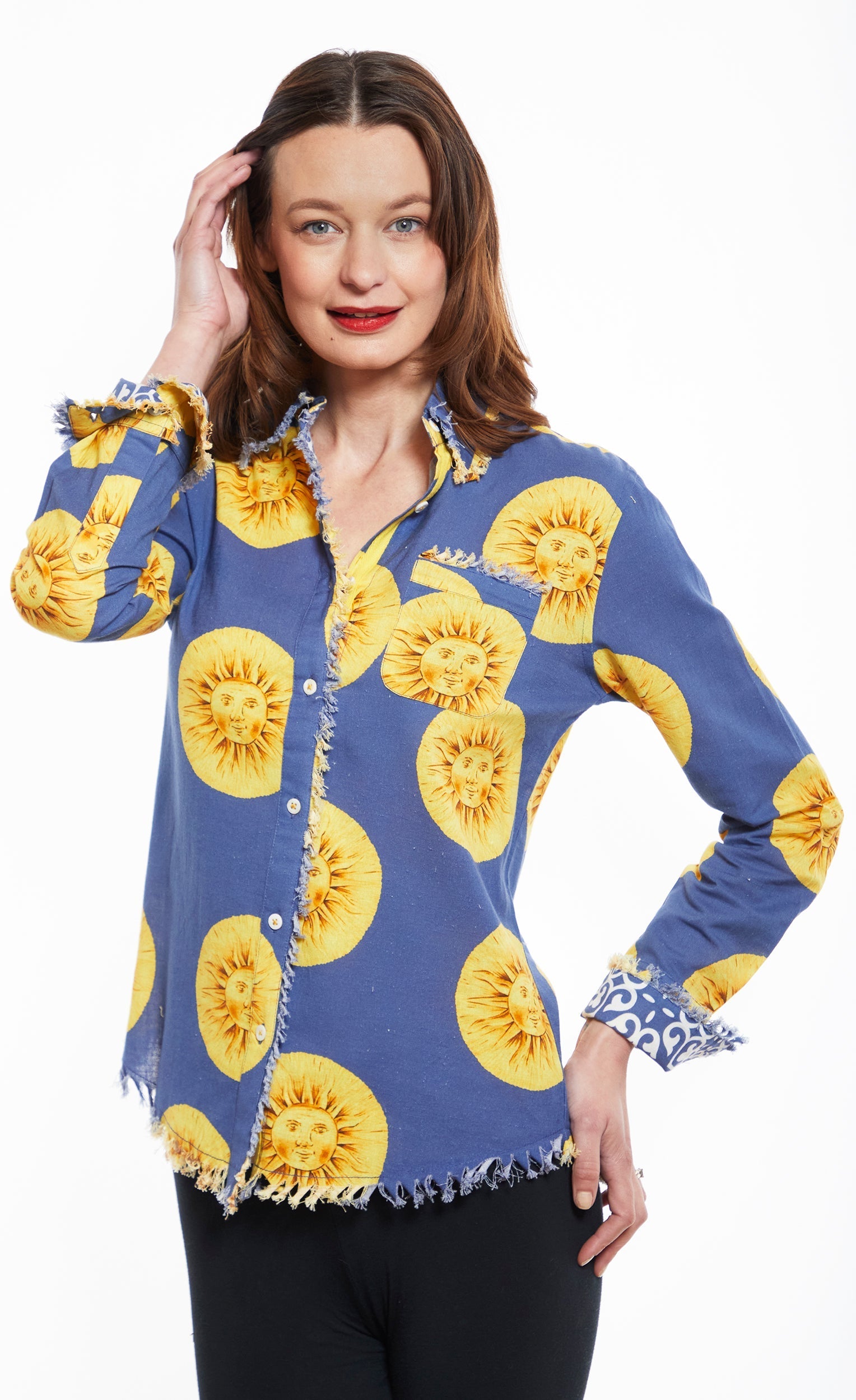 Dizzy Lizzie | Cape Cod Tunic with a Blue Sunface | Cloister Collection | TUNIC