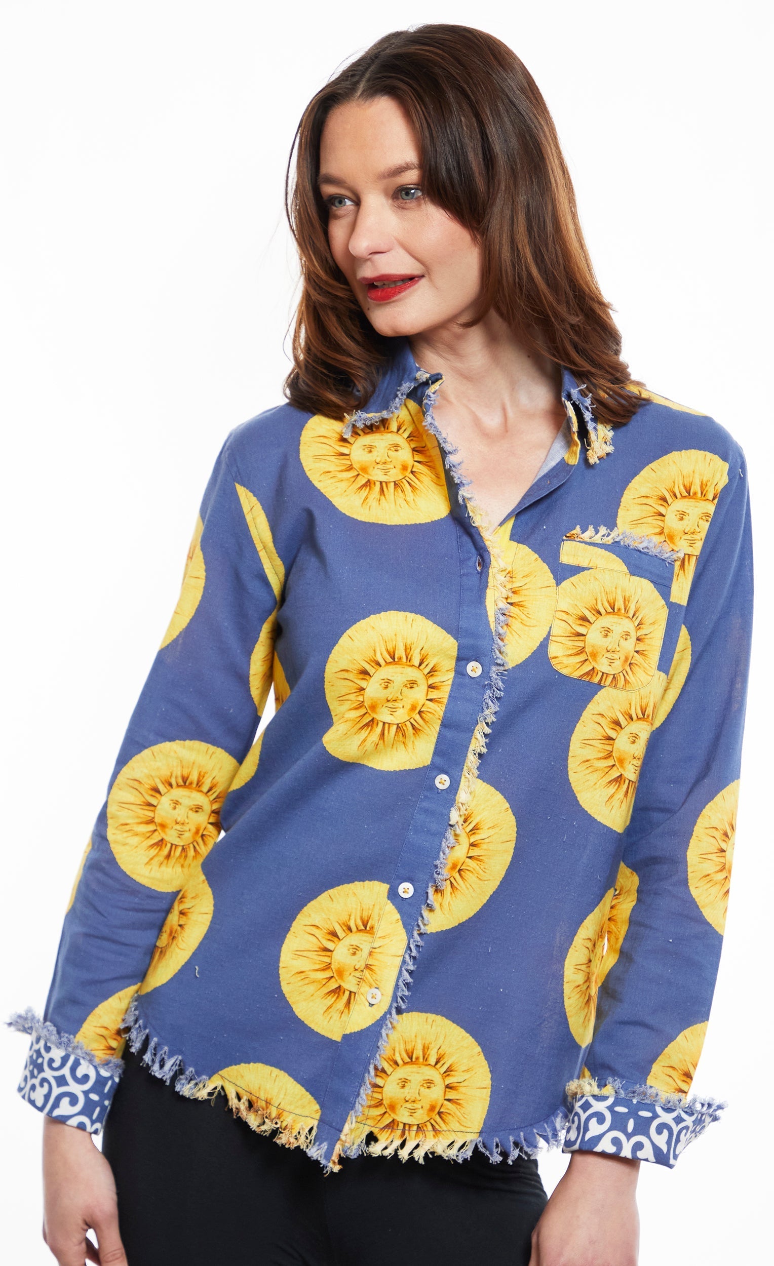 Dizzy Lizzie | Cape Cod Tunic with a Blue Sunface | Cloister Collection | TUNIC