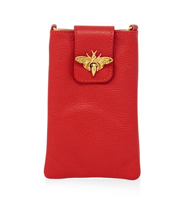 Leather Cell Phone Bag - Red