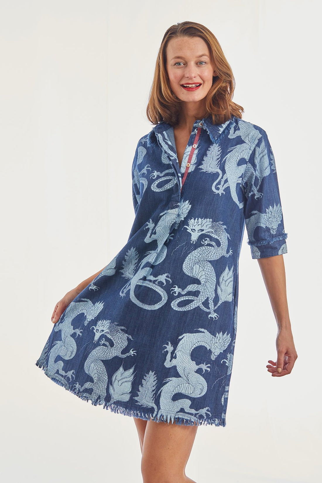 Dizzy - Lizzie | Chatham Dress Denim with All over print | Cloister Collection | DRESSES